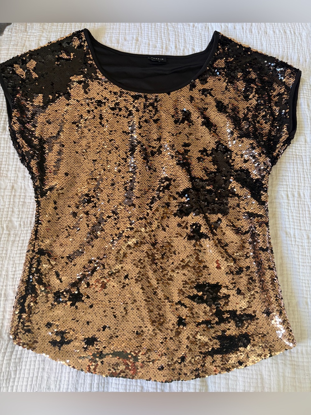 torrid Black and Gold Sequin Cap Sleeve Top